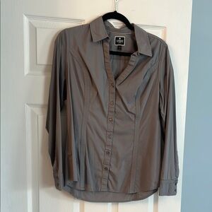 Express Gray Button-Up Shirt